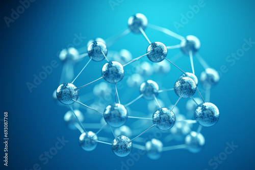 molecule structure on blue background. Science and technology concept.