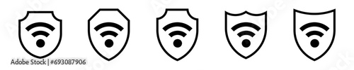 Shield wifi vpn line icon . Protection ssl secure vector sign. Cyber Security and privacy symbol.