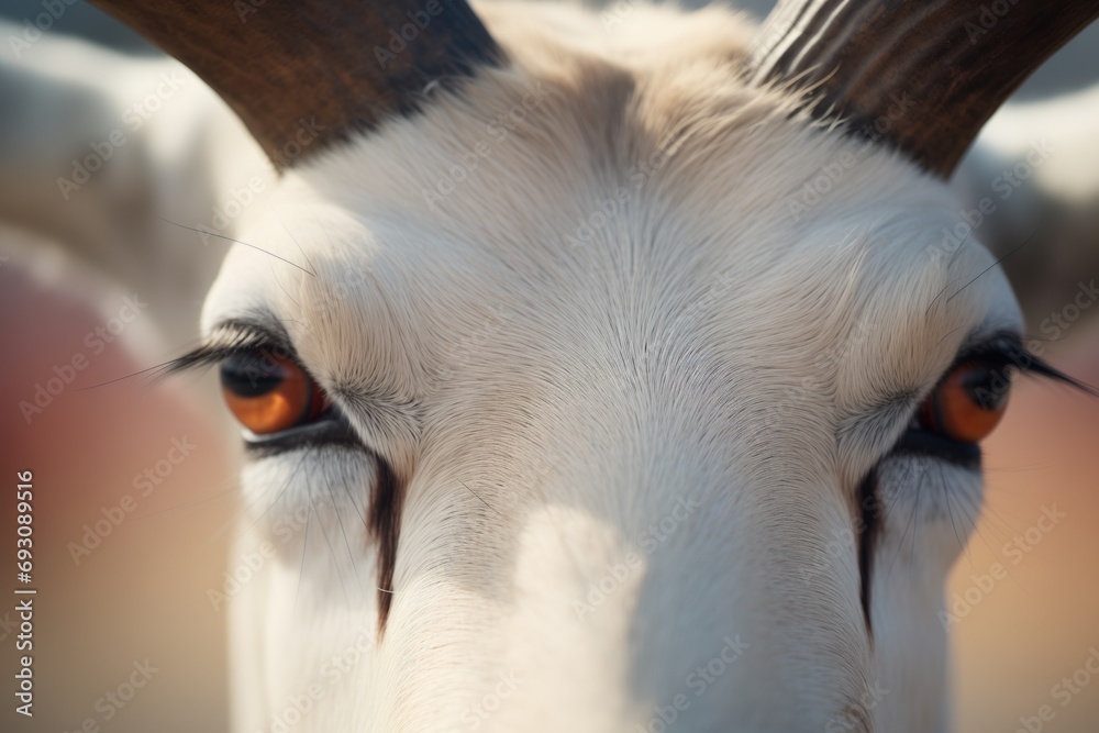 close-up on arabian oryx eyes and long lashes close-up on arabian oryx eyes and long lashes