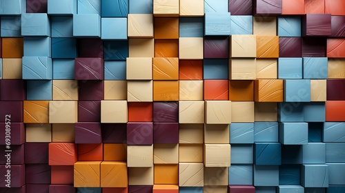Abstract blocks with solid color. AI generate illustration