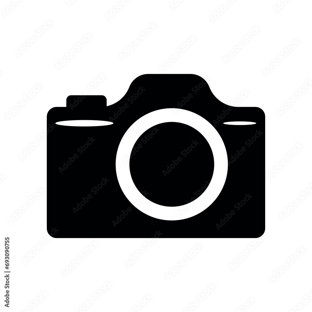 Camera black icon on white background Camera black icon on white background