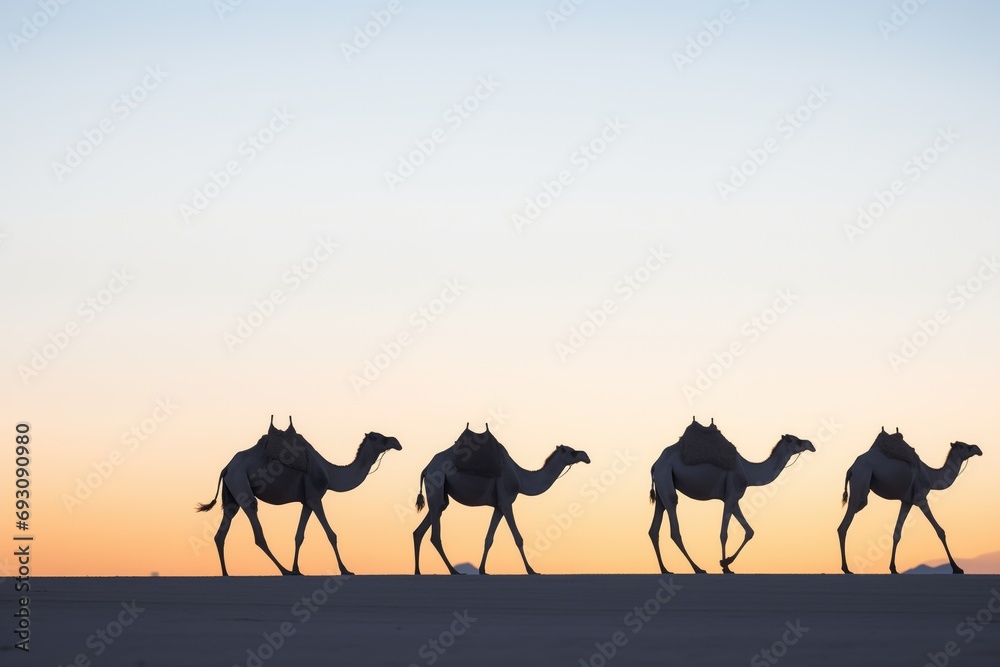 camel silhouettes at twilight in the desert camel silhouettes at twilight in the desert