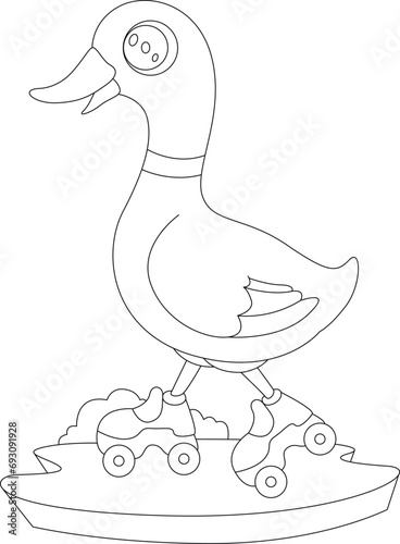 Duck Inline skating Roller skates Sports Animal Vector Graphic Art Illustration