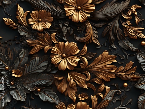 Seamless floral pattern Flowers Royal vintage Victorian Gothic Rococo background