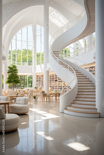 futuristic style library interior