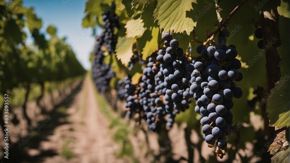 France's famous black grape fields, summer time
