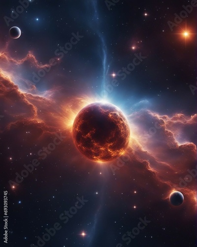 Nebula and galaxies in space. Abstract cosmos background  