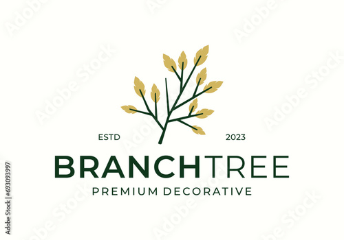 floral foliage branch tree decorative element logo icon vector design