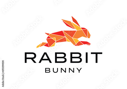 Fast rabbit bunny hare mosaic logo icon vector design illustration