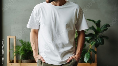 T-shirt Template. Men�s Clothing Mock Up with White T-shirt. photo