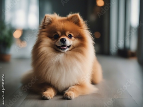 portrait of Pomeranian, smiling 