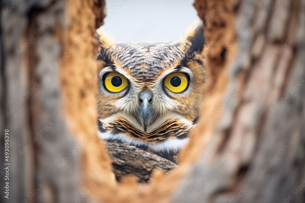 great horned owl eyes in pine nook great horned owl eyes in pine nook