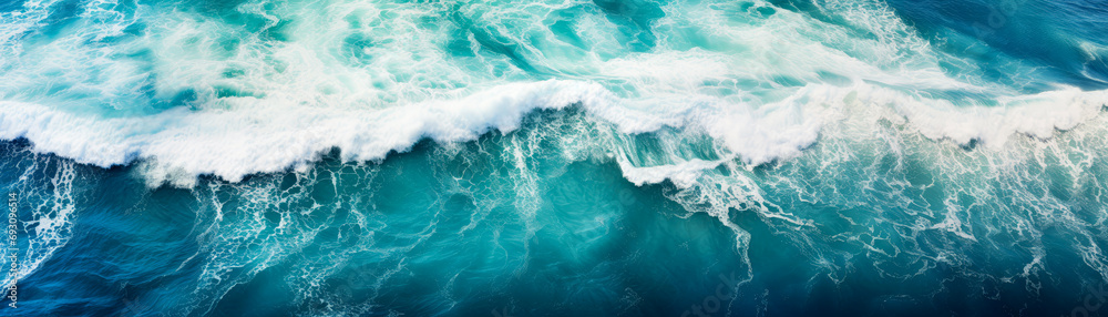 An aerial view of seascape. Top down.Ocean wave on coastline. Panoramic turquoise wallpaper. Generative ai An aerial view of seascape. Top down.Ocean wave on coastline. Panoramic turquoise wallpaper. Generative ai