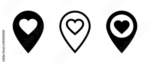 Location pointer with heart icon set