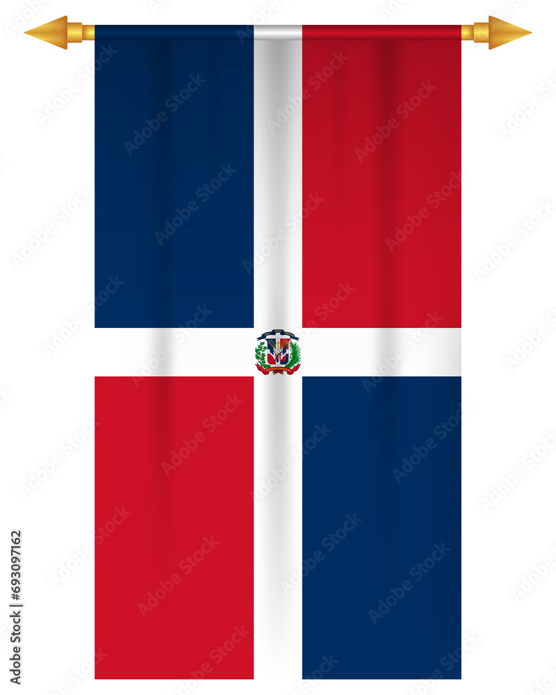 Naklejka premium Dominican republic flag vertical football pennant