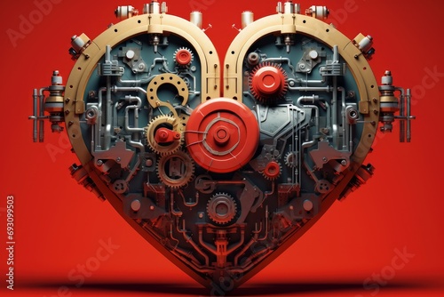 Robotic heart  bionic heart  cyborg heart  Generative AI