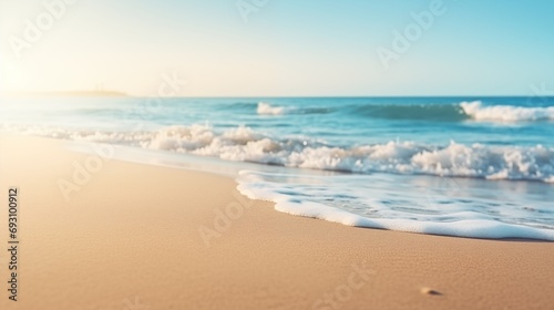 Sea waves at the beach. Minimalist aesthetic. Calmness and relax. Copy space  generative ai