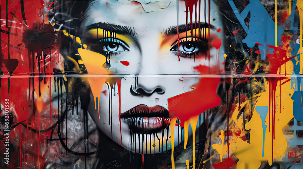 Graffiti Portrait of a woman with face paint 