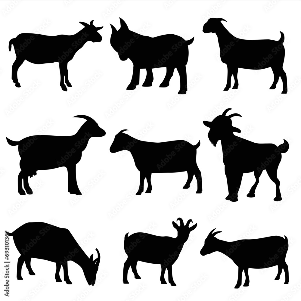 Goat. Farm animals vector set illustration