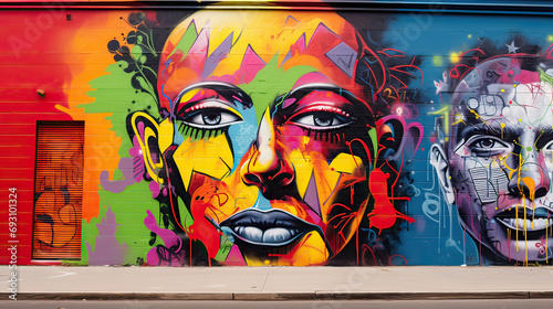 Graffiti Portrait of a woman with face paint 