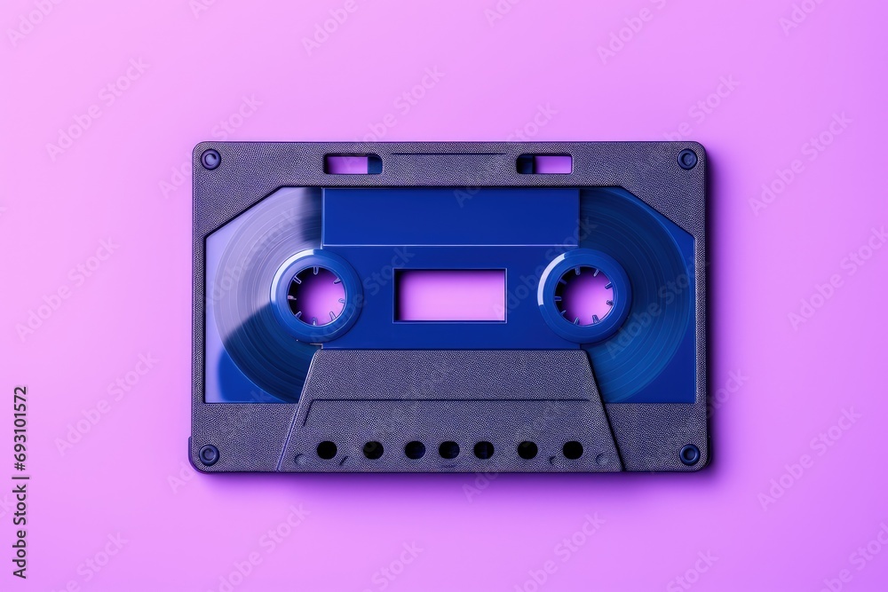 Cassette tape isolated on pink background, Generative AI