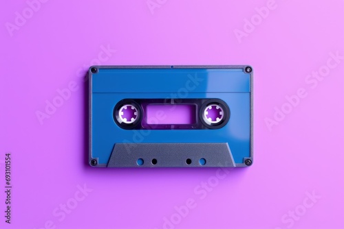 Cassette tape isolated on pink background, Generative AI