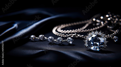 pearl necklace on black background