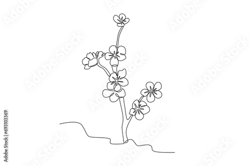 A cherry blossom concept. Cherry blossom one-line drawing