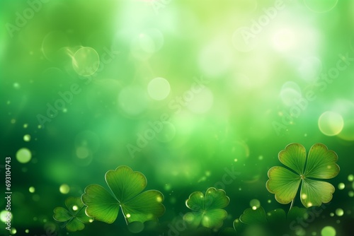 Unfocused green background with a bokeh effect on St. Patrick's Day.