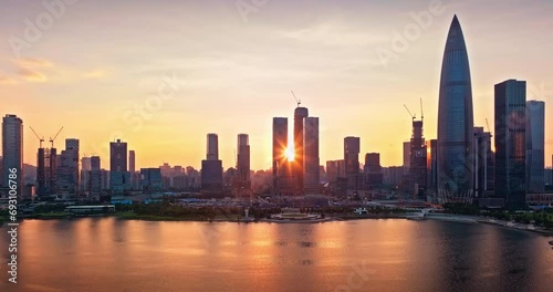 Wallpaper Mural Aerial shot of city city buildings skyline at sunrise in Shenzhen, Guangdong Province, China Torontodigital.ca