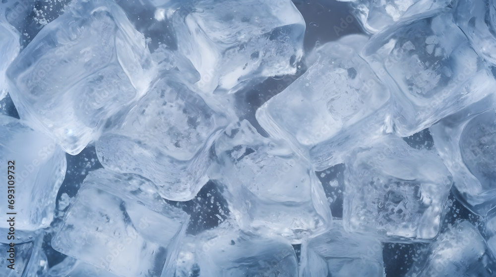 close up of ice cubes background