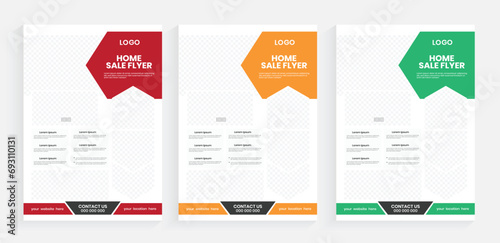 Real estate flyer template, property listing a4 vertical marketing flyer, home sale advertising leaflet, property sale poster design