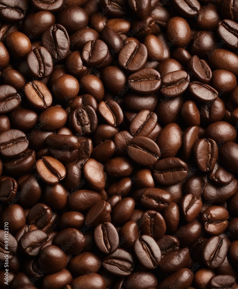 Obraz premium close up view of dozens coffee beans, above view 
