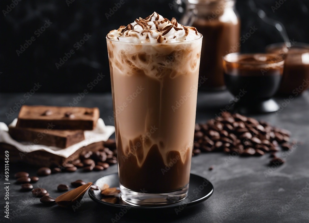 iced mocha latte on dark marble background
iced mocha latte on dark marble background