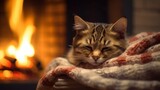 the adorable innocence of a pet cat in a cozy home setting