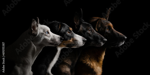 Animal portraits on a black background
