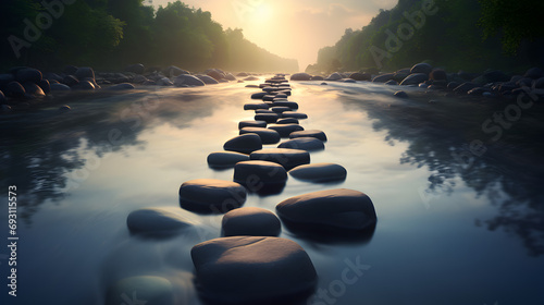 zen stones in the water photo