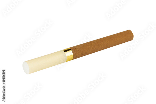 cigarette with filter in dark cigarette paper isolated from background
