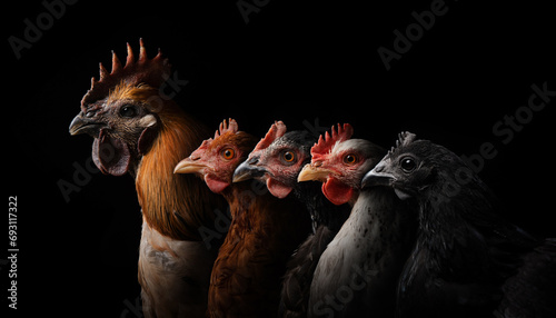 Animal portraits on a black background