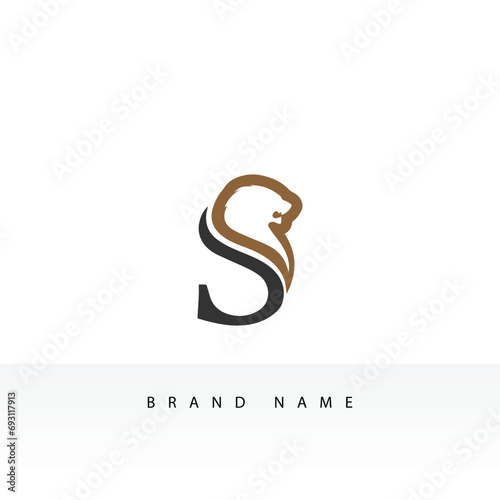 Letter S Lion Head , Elegant Luxury Initial Logo Design Vector photo