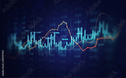 Digital data financial investment and trading graph chart.	
