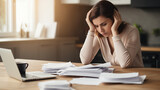 single woman feeling overwhelmed with her property loan papers