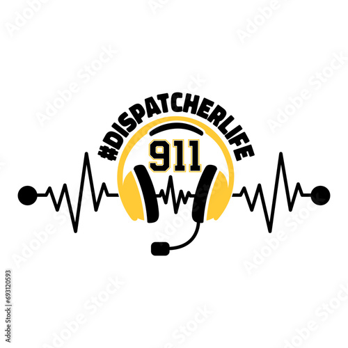 911 dispatcherlife hashtag shirt design with headphones