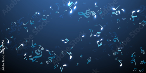 Musical note icons vector pattern. Song notation