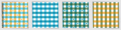 Lumberjack plaid seamless ornament collection. Cute macgregor tartan check fabric print photo