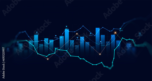 Price graph and indicator. Stock market invest and crypto currency.	
