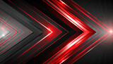 High contrast red and black glossy stripes. Abstract tech graphic banner design