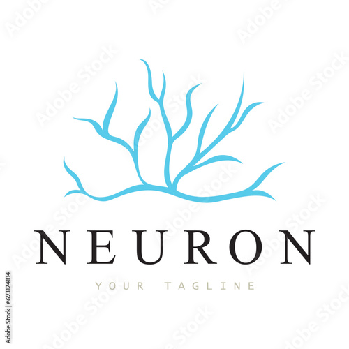 Neuron logo or nerve cell logo design,molecule logo illustration template icon with vector concept