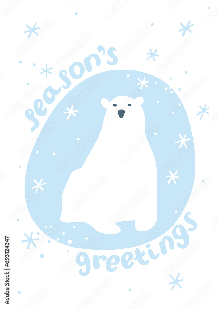 Christmas postcard with polar bear Christmas postcard with polar bear