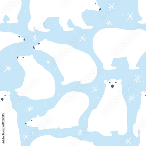 Seamless pattern with polar bears